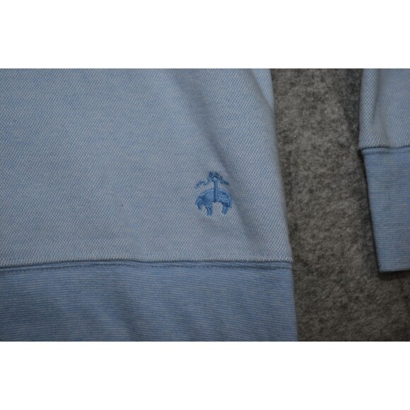 Brooks Brothers Sweater 1/4 Zip Men's Large Navy Blue Birdseye Cotton Sweatshirt - Picture 4 of 16